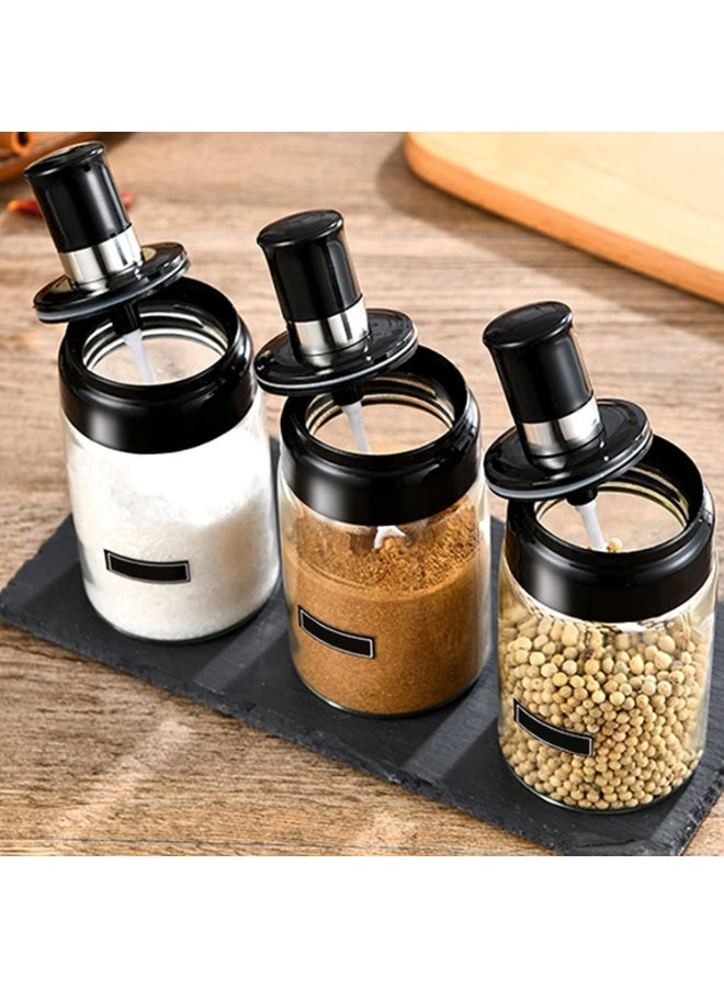 zoba 5-piece kitchen bottle set for dispensing oil and spices, consisting of two 500ml bottles for oil and vinegar and three 250ml spice jars, made of leak-proof glass. - Image 5