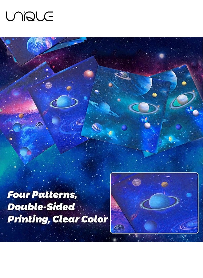 Unique Origami Paper,50 Sheets Square Planet Paper Kit Double Sided Origami Paper with Scissors Lucky Decoration Paper DIY Hand Art Crafts - Image 5