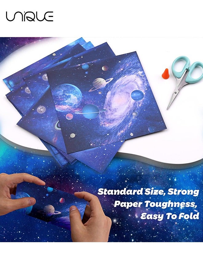 Unique Origami Paper,50 Sheets Square Planet Paper Kit Double Sided Origami Paper with Scissors Lucky Decoration Paper DIY Hand Art Crafts - Image 4