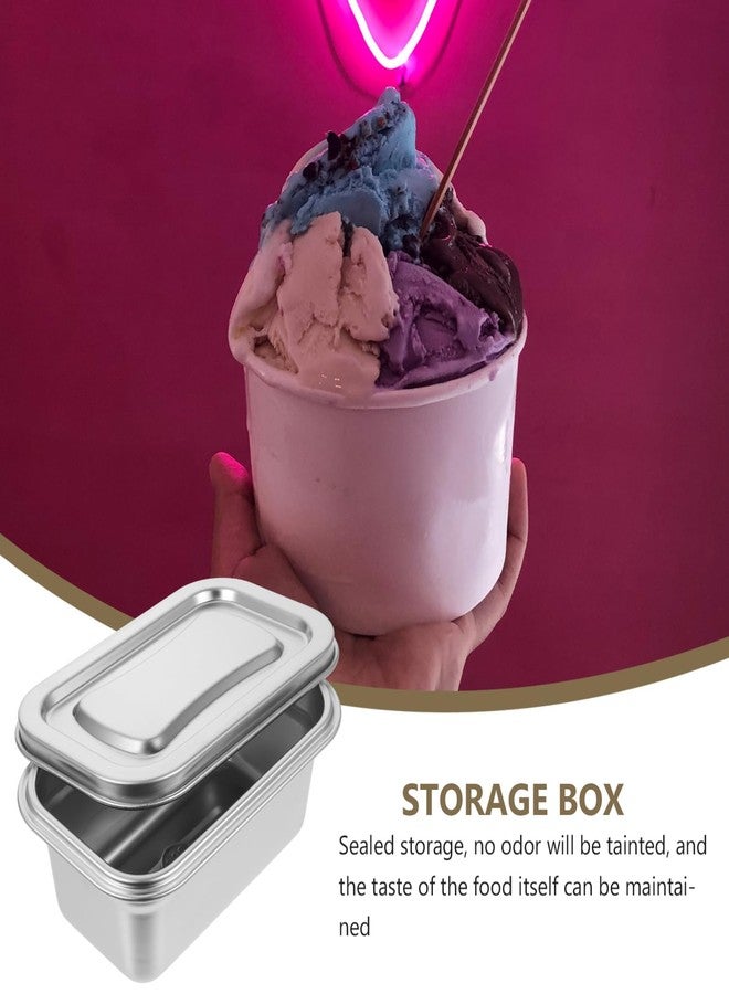 SHINEOFI Stainless Steel Ice Cream Storage Container - Multi-Purpose Freezer Safe Box with Lid Airtight Freezer Storage Container for Kitchen and Household Use - Image 3