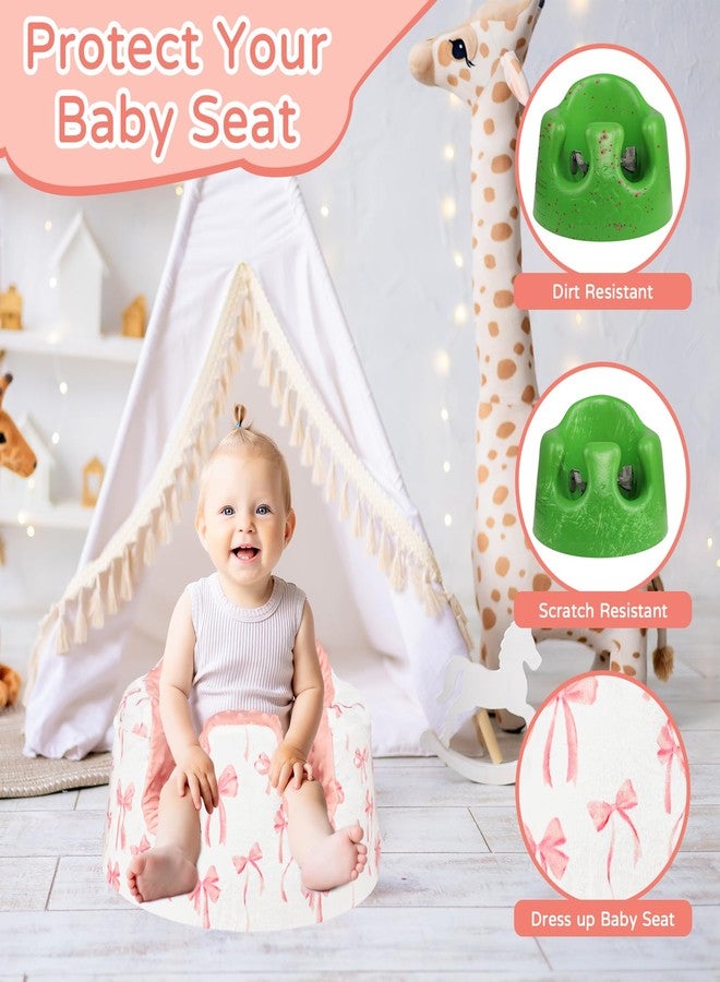 DAYEEBALL Seat Cover Compatible with Bumbo Seat, Soft and Breathable Baby Floor Seat Cover for Baby Boy & Girl (Cover Only), Pink Bow - Image 2