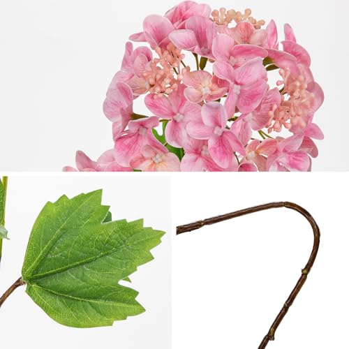 DILATATA Real Touch Hydrangea Artificial Flowers 19 Tall Artificial Hydrangea Flowers DoubleHeaded Faux Hydrangeas Pink Hydrangeas Realistic Silk Hydrangea for Home Decor Weddings Arrangements5 Branches - Image 3