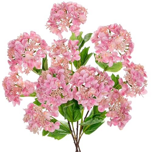 DILATATA Real Touch Hydrangea Artificial Flowers 19 Tall Artificial Hydrangea Flowers DoubleHeaded Faux Hydrangeas Pink Hydrangeas Realistic Silk Hydrangea for Home Decor Weddings Arrangements5 Branches - Image 1