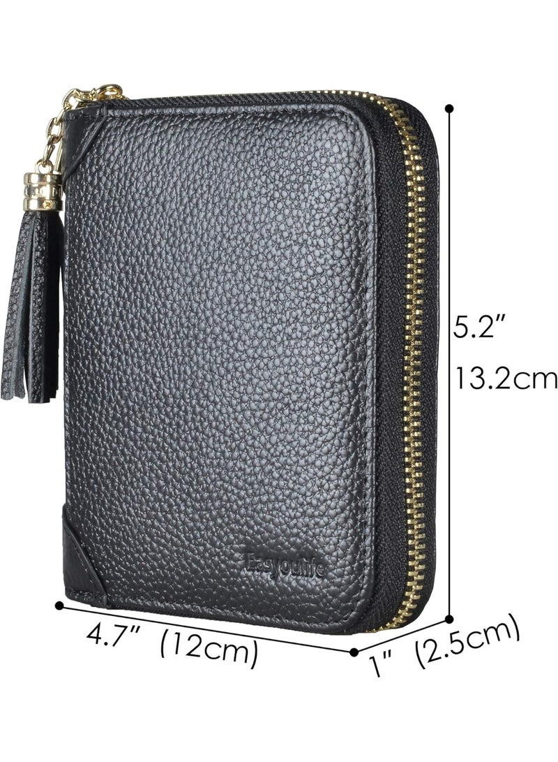Womens Credit Card Holder Wallet Zip Leather Card Case RFID Blocking - Image 4