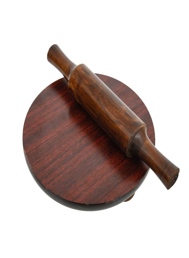 VISMAY'S VISMAY’S Wooden Chakla 9.5 Inch Rolling Board and 12 Inch Rolling Pin (Belan) Eco Friendly Perfect Combo Set for Chapati and All Flatbreads Natural Wood Durable - Design -2 - Image 1