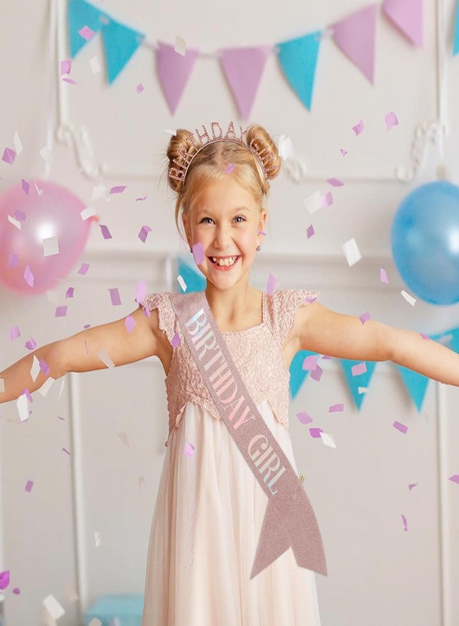 Lorzot Birthday Sash for Women, Glitter Rose Gold Birthday Girl Sash and Birthday Tiara for Women, Rhinestone Birthday Girl Crown, Princess Girl Women Birthday Party Decoration Accessories - Image 4