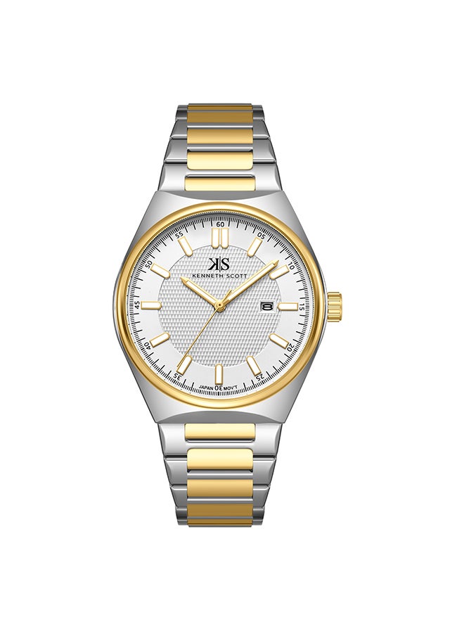 KENNETH SCOTT ساعة كينيث سكوت للرجال ذات ميناء أبيض تناظرية - K24016-TBTW - Image 1