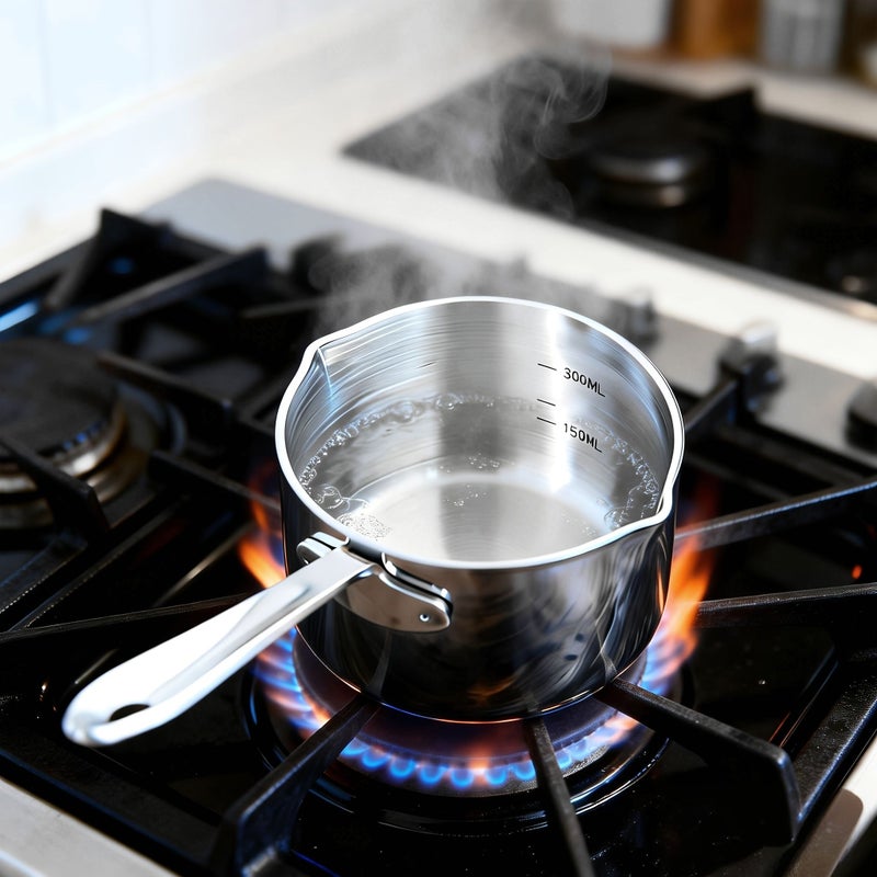 3.94 Inch Mini Stainless Steel Milk Pan Sauce Pan Multi Heat Source Compatible Induction Cooker Gas Stove Dishwasher Safe For Melting Chocolate Butter Warming Milk Syrup Three Layer Steel Integrated Molding - Image 1