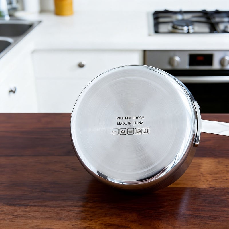3.94 Inch Mini Stainless Steel Milk Pan Sauce Pan Multi Heat Source Compatible Induction Cooker Gas Stove Dishwasher Safe For Melting Chocolate Butter Warming Milk Syrup Three Layer Steel Integrated Molding - Image 5