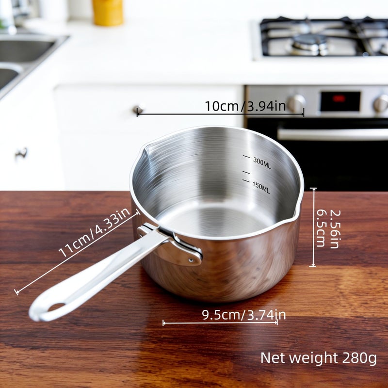3.94 Inch Mini Stainless Steel Milk Pan Sauce Pan Multi Heat Source Compatible Induction Cooker Gas Stove Dishwasher Safe For Melting Chocolate Butter Warming Milk Syrup Three Layer Steel Integrated Molding - Image 3