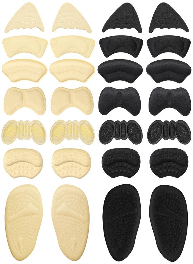 Kiqeres 14 Pairs Heel Grips Heel Pads - Premium Foam Shoe Inserts, Liner Heel Slip Pads, Enhance Loose Shoe Fit for Men Women and Stop Slipping, Rubbing, Foot Pain (Beige + Black) - Image 1
