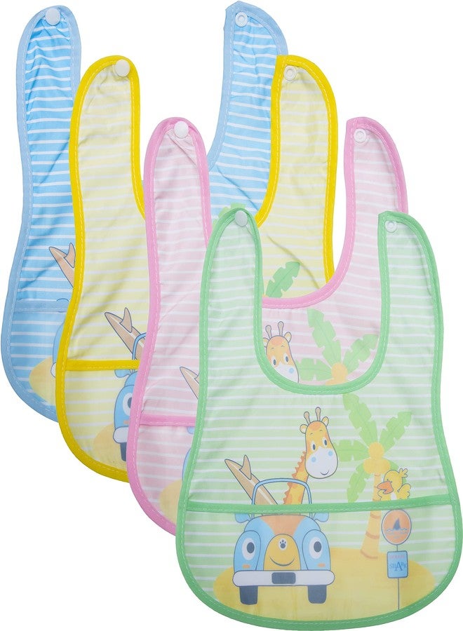BTfash Babies Soft Button Bib for Feeding | Waterproof Bib for New Born | Washable Feeding Aprons for Infants & Toddlers | Reusable, Comfortable & Ideal for Mealtime | Gentle on Skin (Assorted_PO4) - Image 1