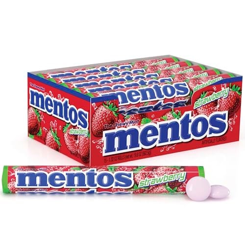 Mentos Chewy Mint Candy Roll Strawberry Mint Candies 14 Pieces Per Roll 15 Count Party Pack - Image 1