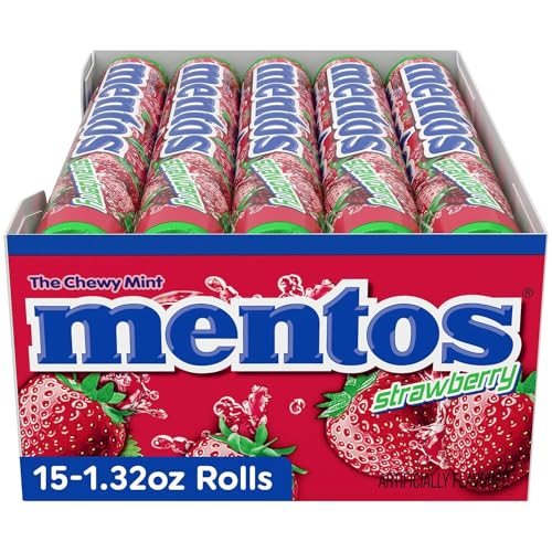 Mentos Chewy Mint Candy Roll Strawberry Mint Candies 14 Pieces Per Roll 15 Count Party Pack - Image 5