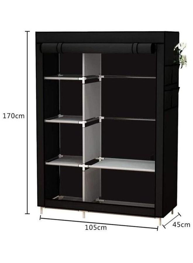 HOMESTAR Portable Wardrobe Clothes Storage Organizer Fabric For Clothing Black - Image 2