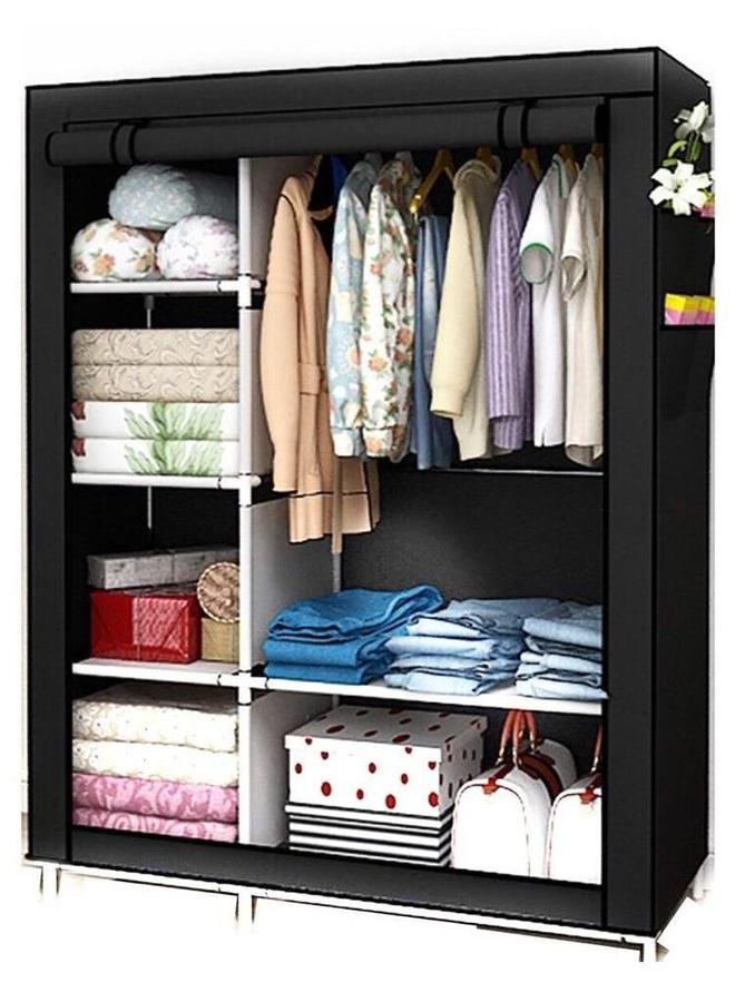 HOMESTAR Portable Wardrobe Clothes Storage Organizer Fabric For Clothing Black - Image 1