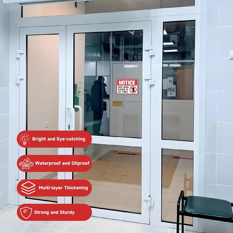 LUHIMO 2PCS Keep Door Closed Sign，Self-Adhesive Weatherproof and Fade-Resistant Please Keep Door Closed At All Time Sign Sticker for Home, Office, Buildings, Workplace & More - Image 4