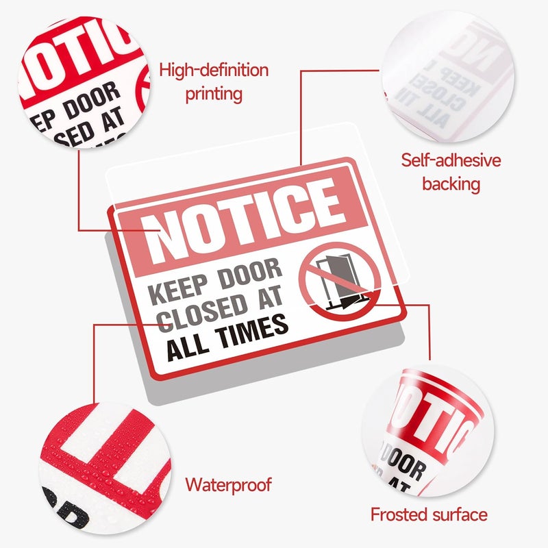 LUHIMO 2PCS Keep Door Closed Sign，Self-Adhesive Weatherproof and Fade-Resistant Please Keep Door Closed At All Time Sign Sticker for Home, Office, Buildings, Workplace & More - Image 3