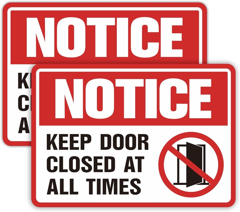 LUHIMO 2PCS Keep Door Closed Sign，Self-Adhesive Weatherproof and Fade-Resistant Please Keep Door Closed At All Time Sign Sticker for Home, Office, Buildings, Workplace & More - Image 1