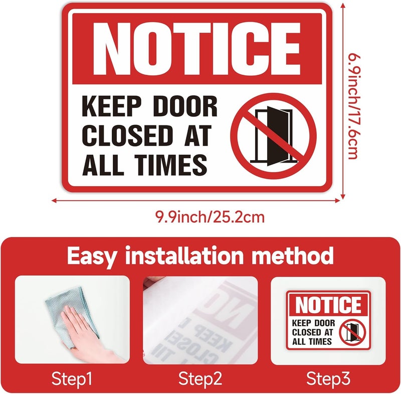 LUHIMO 2PCS Keep Door Closed Sign，Self-Adhesive Weatherproof and Fade-Resistant Please Keep Door Closed At All Time Sign Sticker for Home, Office, Buildings, Workplace & More - Image 2