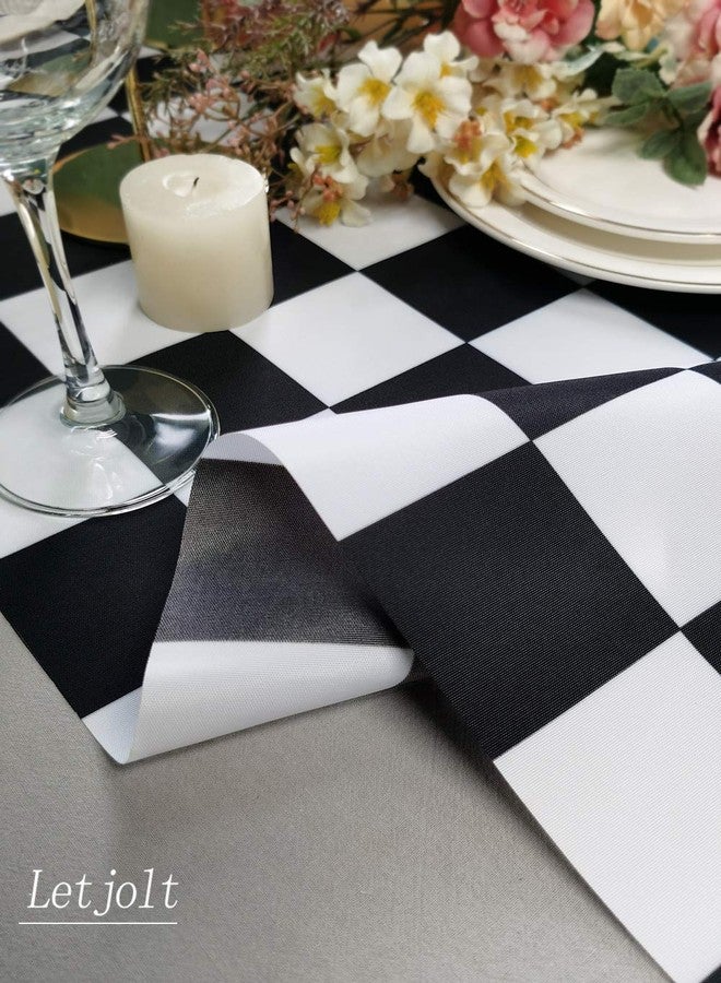 Letjolt Table Runner Black and White Checkerboard Racing Theme for Anniversary Runner Dinner Parties Supplies Birthday Wedding Outdoor Party Sunmmer Decorations 12 x 72 Inches - Image 3