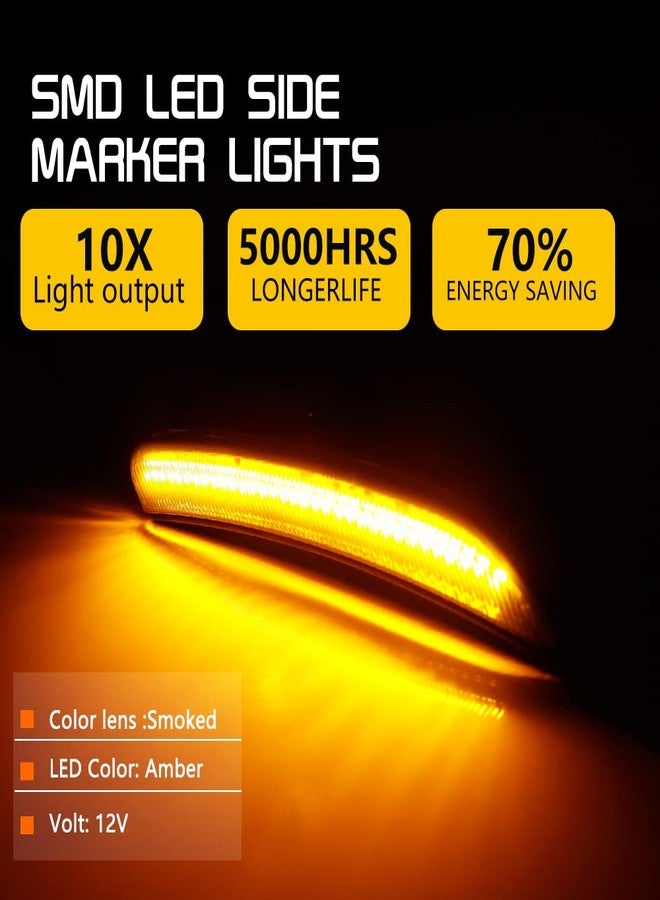 Tonsya For 2015 2016 2017 Chrysler 200 Front Bumper side Marker Light Amber Led Smoked Lens 68206449A 68206450A - Image 3