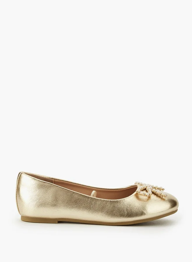 Celeste Girls Embellished Bow Ballerina Shoes