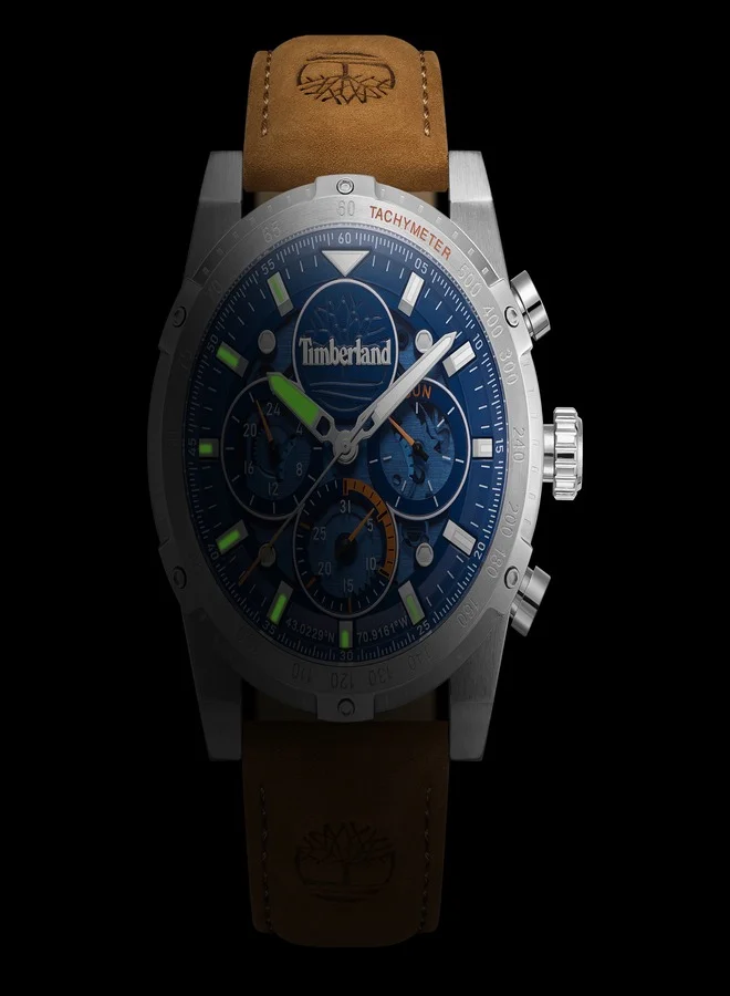 Timberland Sherbrook 45mm Men's Analog Watch with Wheat Leather Strap