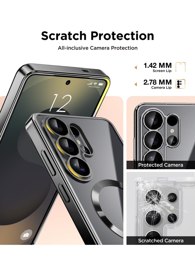 GolbinBox Magnetic Case for Samsung Galaxy S26 Ultra with Screen Protector,[Compatible with MagSafe][Full Camera Protection]Slim Military Shockproof Plating Phone Cover for Galaxy S26 Ultra(Black/Clear) - Image 4