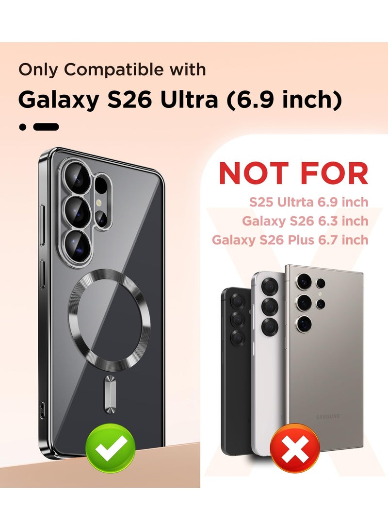 GolbinBox Magnetic Case for Samsung Galaxy S26 Ultra with Screen Protector,[Compatible with MagSafe][Full Camera Protection]Slim Military Shockproof Plating Phone Cover for Galaxy S26 Ultra(Black/Clear) - Image 3
