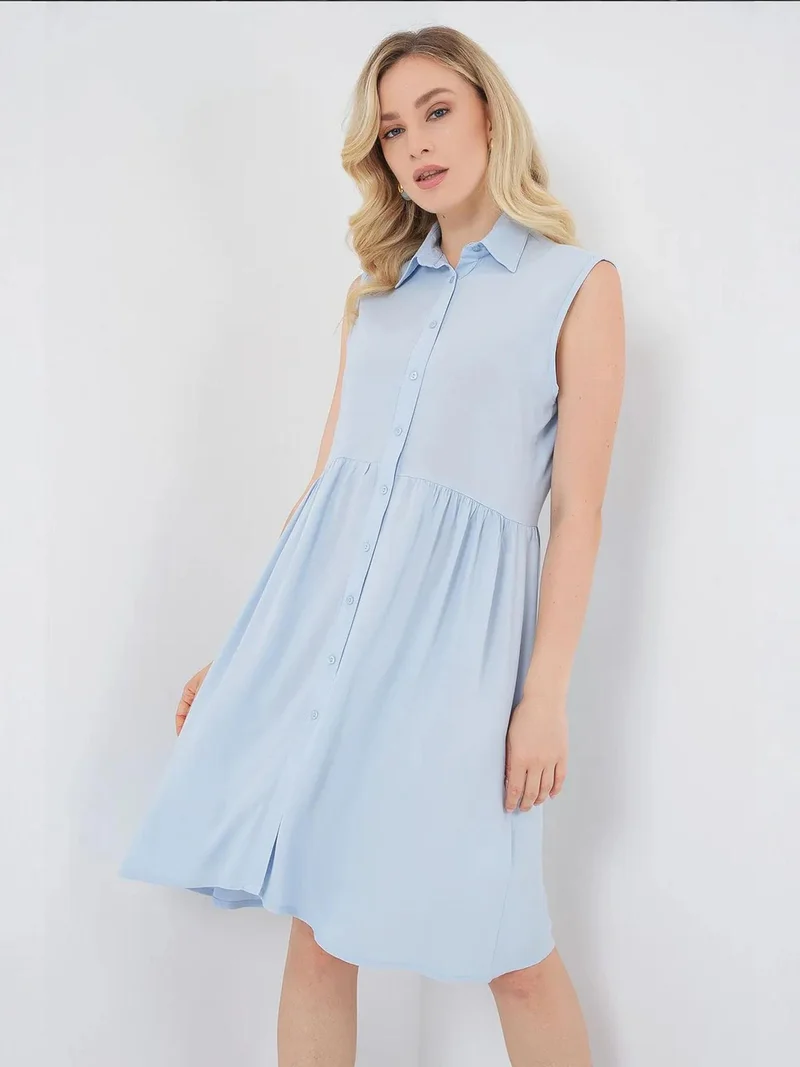 بيغ دارت فستان ميدي بدون أكمام بأزرار وياقة قميص
