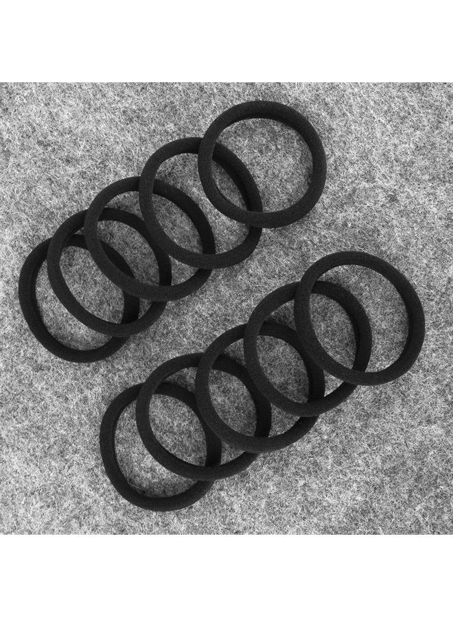 BAOLI 100PCS Large Black Hair Ties Band – Thick Cotton Seamless Ponytail Holders – Hair Elastics Hair Bands for Thick Heavy and Curly Hair (2 Inch in Diameter) by BAOLI - Image 2