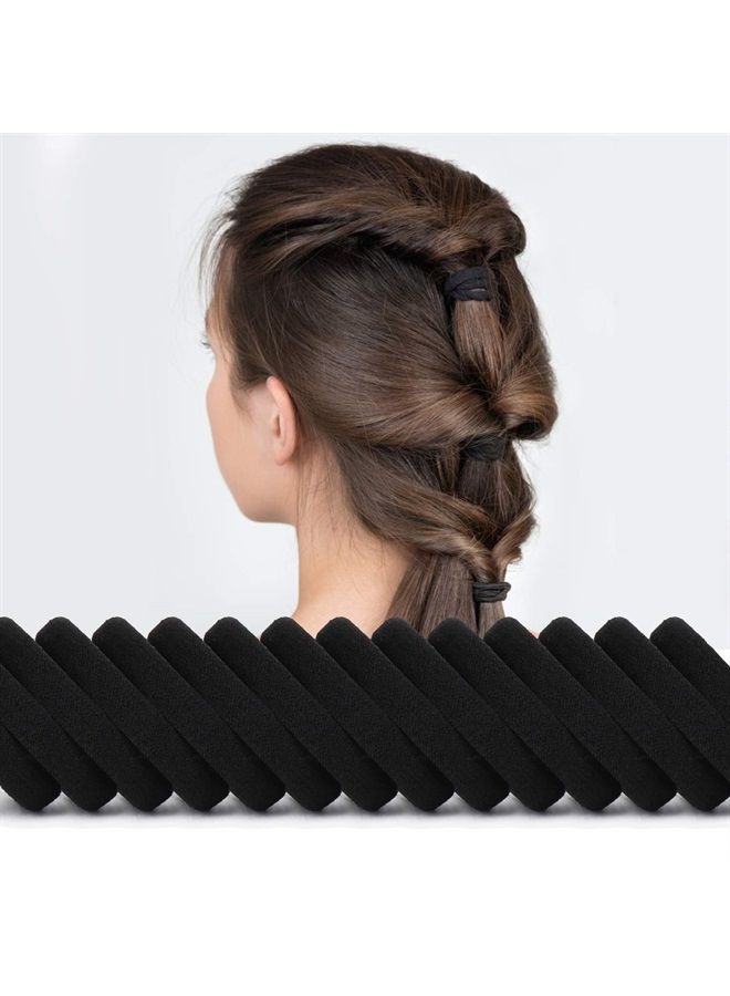 BAOLI 100PCS Large Black Hair Ties Band – Thick Cotton Seamless Ponytail Holders – Hair Elastics Hair Bands for Thick Heavy and Curly Hair (2 Inch in Diameter) by BAOLI - Image 3