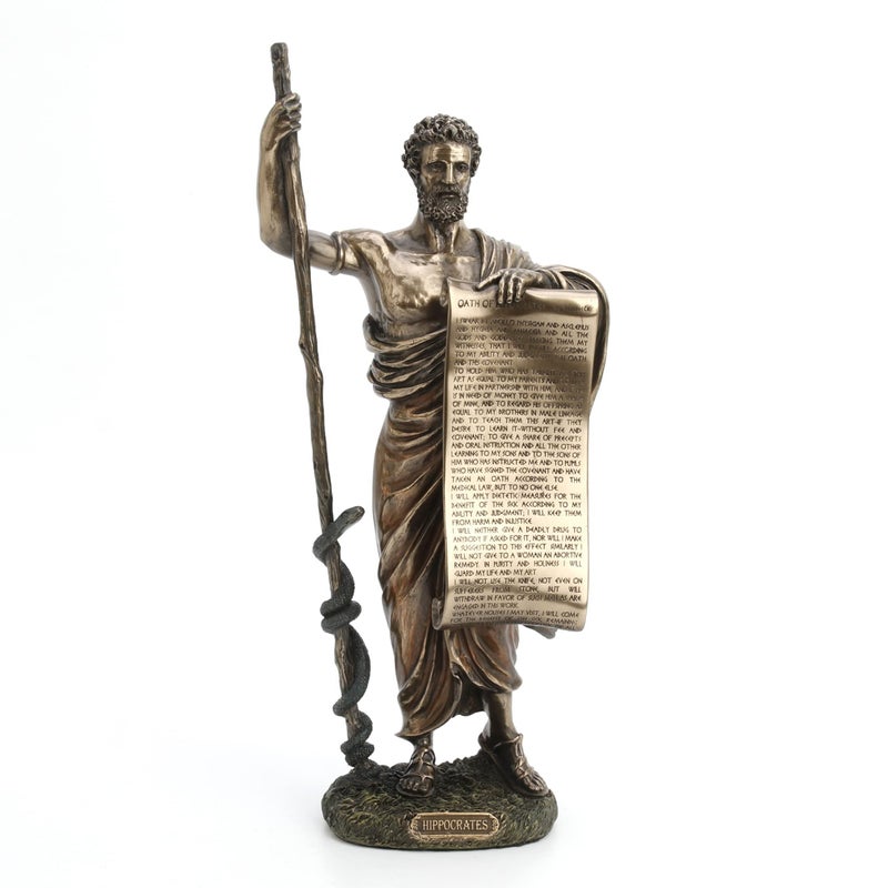 WU Hippocrates of Cos Holding Hippocratic Oath Physician Statue Sculpture Figurine