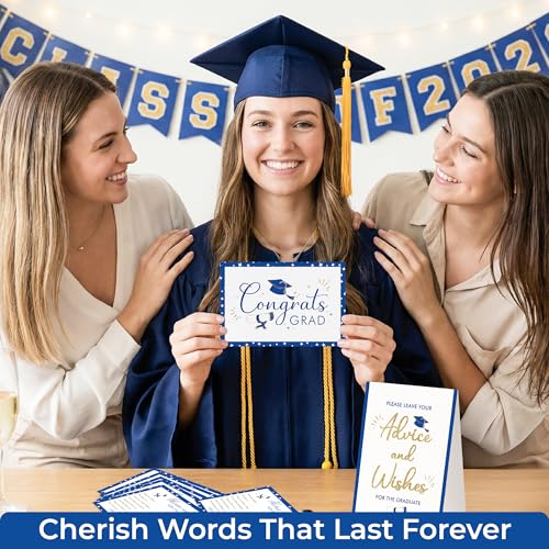 STOFINITY Graduation Advice Cards 2026-50 Pcs Well Wishes And Advice For The Graduate, Blue And Gold Graduation Decorations 2026, High School Grad Party Favors Supplies, College Grad Game Activities - Image 4