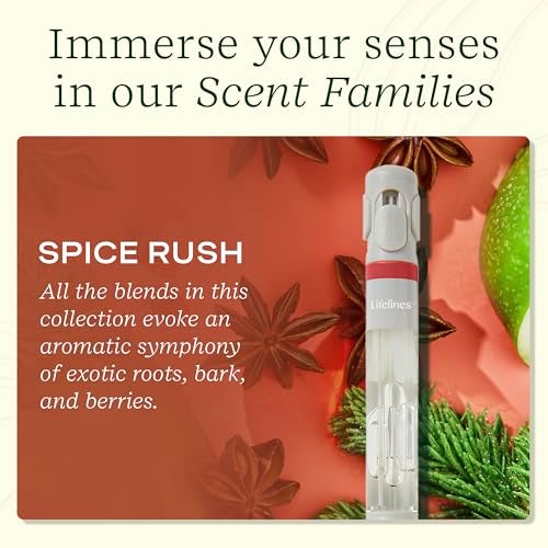 LifeLines موزع العطر بقلم Lifelines، رائحة التوابل - قلم حبر جاف أسود بقطر 1 مم مع خلطات زيت أساسي معطر - موزع للعلاج بالروائح وغمر حسي لنشر العطر أثناء الكتابة - Image 4