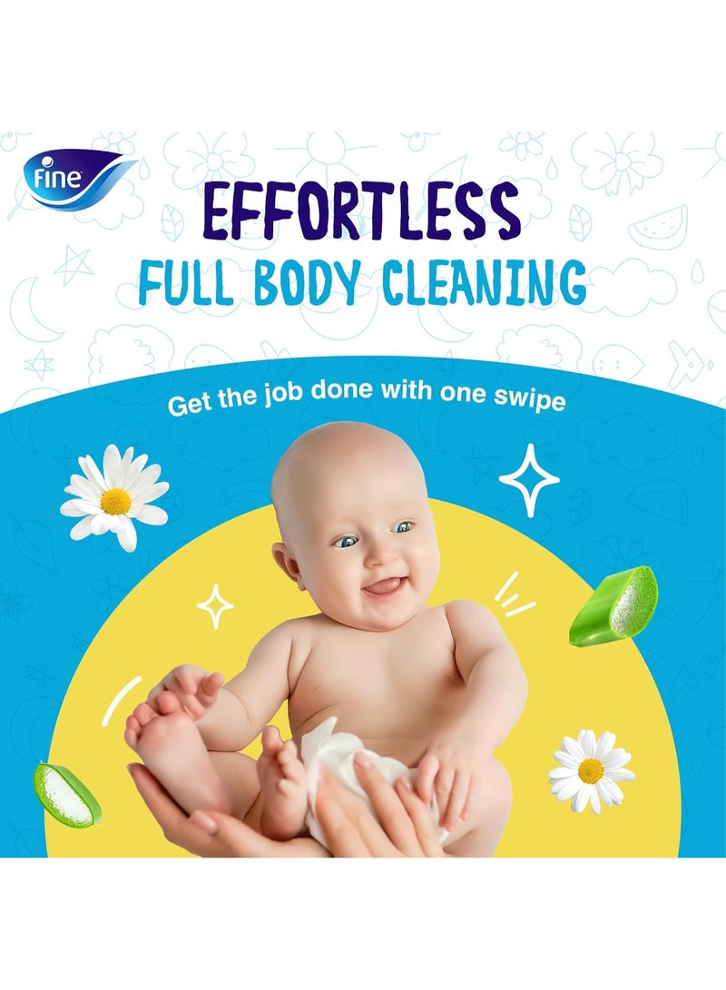 Fine Baby All Body Wipes – Set of 2 (72 Wipes Each) | Soft & Moisturizing Baby Wet Wipes | Chamomile & Aloe Vera | Alcohol & Paraben Free | Sensitive Skin Care - Image 4