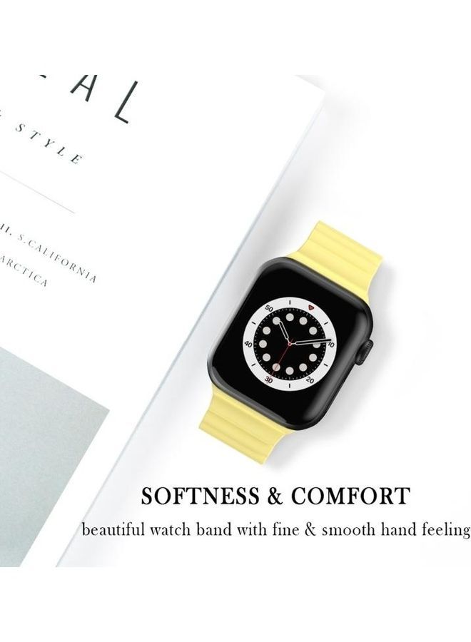 NIBEMINENT Watch Strap For Apple Series 7 45mm/6 & SE 5 4 44mm/3 2 1 42mm Yellow - Image 4