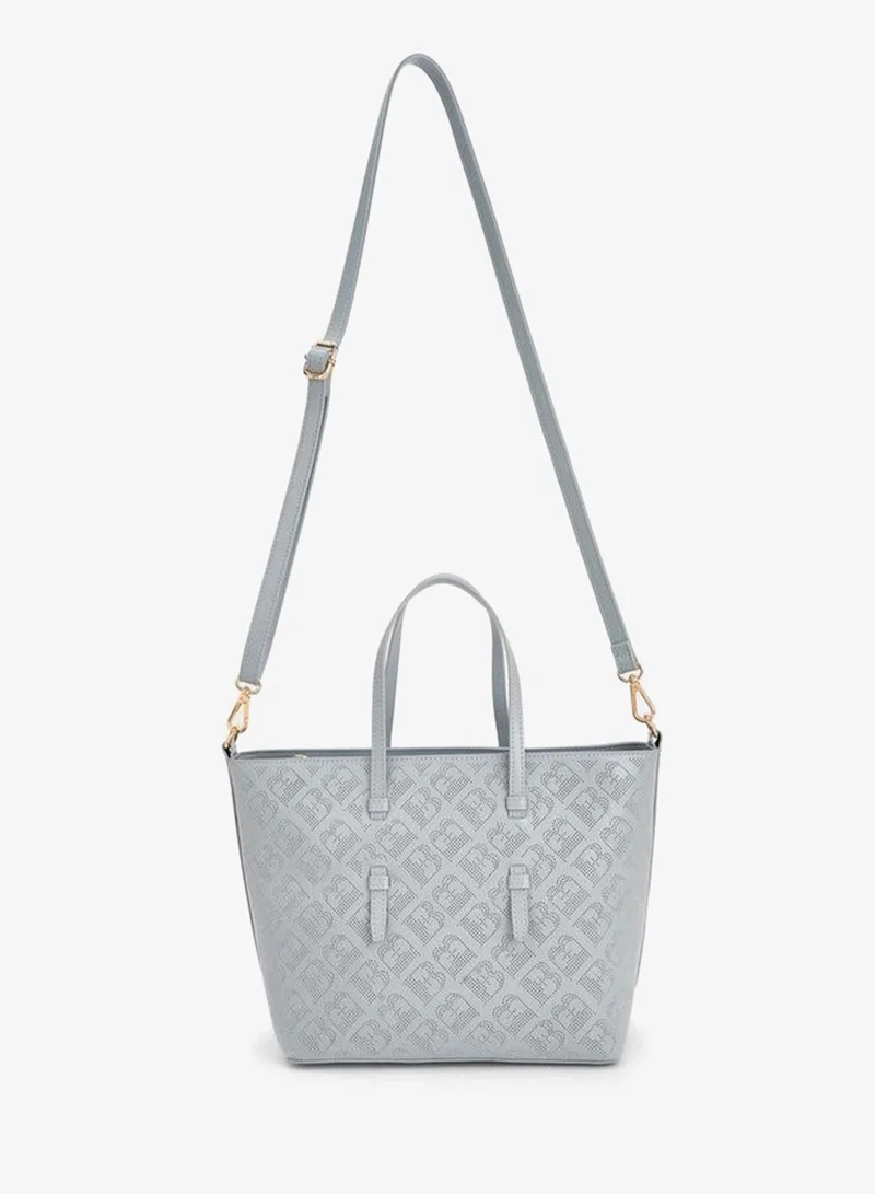 Flora Bella By Shoexpress Flora Bella Monogram Textured Tote Bag with Detachable Strap