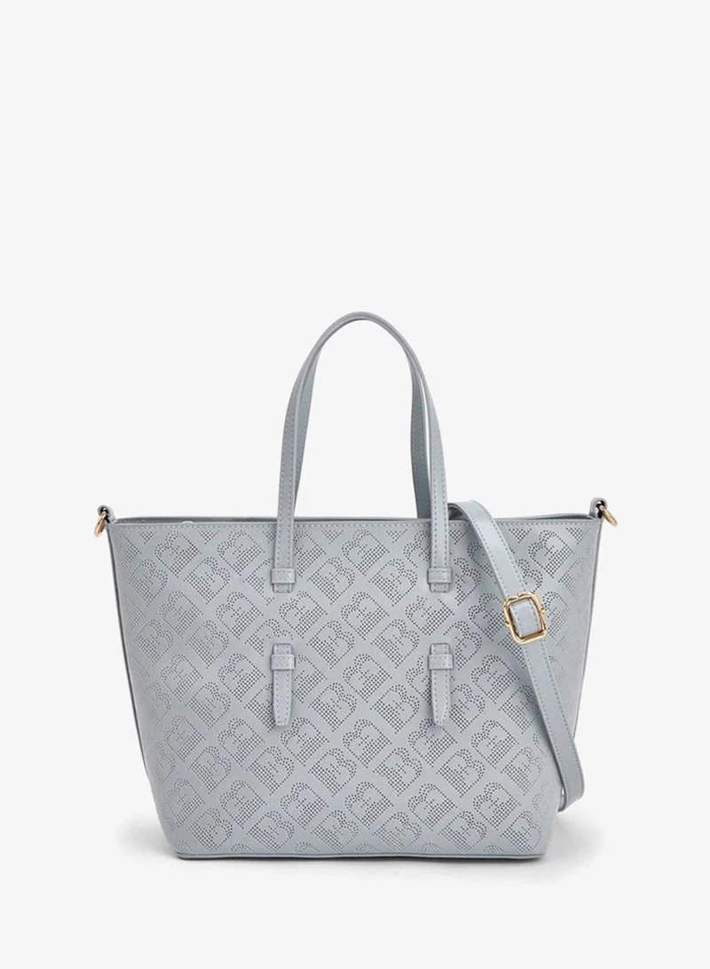 Flora Bella By Shoexpress Flora Bella Monogram Textured Tote Bag with Detachable Strap