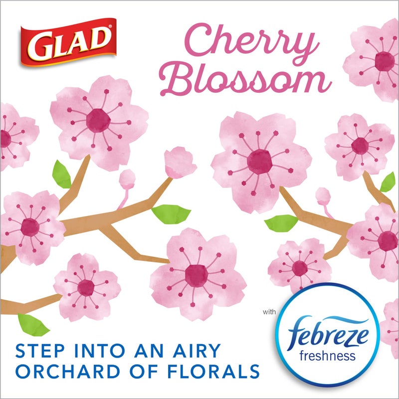 Glad Small Trash Bags 4 Gallon, Febreze Cherry Blossom Garbage Bags, Odor Resistant with Drawstring, 34 Count - Image 3