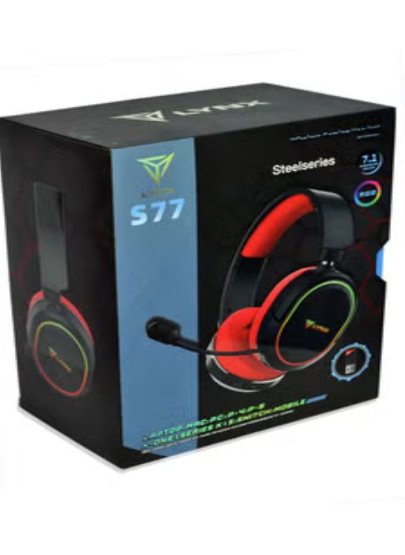 lynx S77 Wireless RGB Gaming Headset With Retractable Microphone - 30 Hours Battery Life - Lossless 2.4GHz Compatible with PS4 / PS5 / PC / XBOX / Mobile / Nintendo Switch  - Image 1