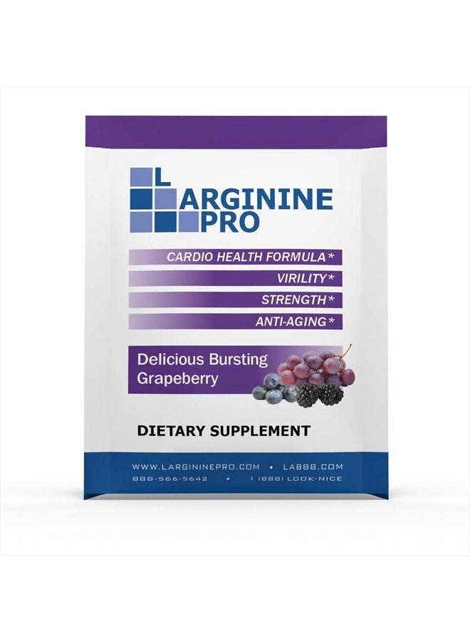 L-ARGININE PRO - Supplement ON-The-GO Single Serve Travel Packets - 5,500mg of L-arginine Plus 1,100mg L-Citrulline (1 Bag (30 Packets), Grapeberry) - Image 1