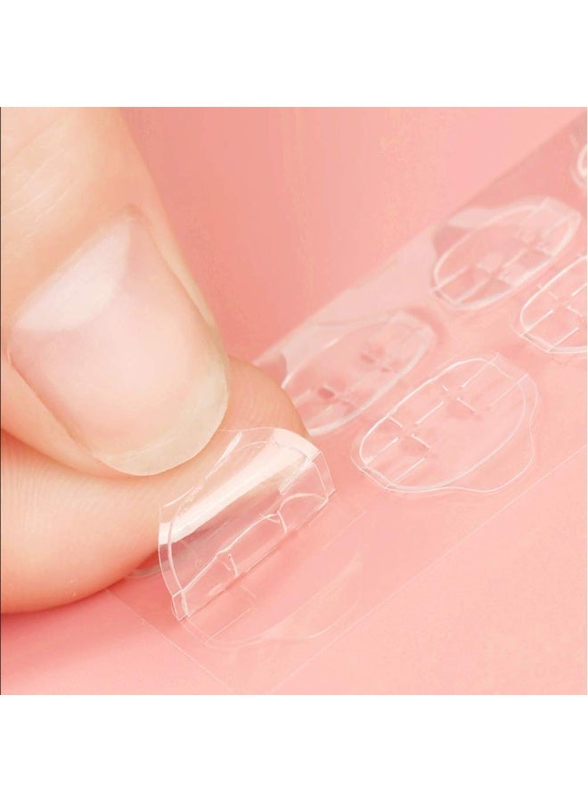 Anzailala 8 Sheets Double-Sided Nail Jelly Sticker Waterproof Breathable Glue Tabs Jelly Glue Adhesive Tabs Super Sticky Fake Nail Glue Stickers for Manicure(8 Sheets 192 pcs, 6.2 cm) - Image 2