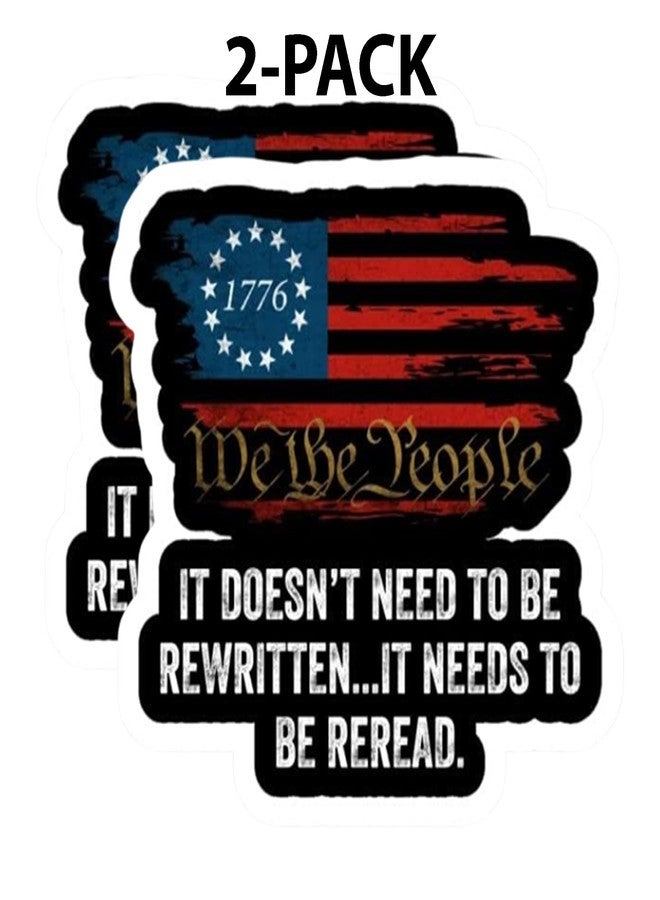 eDesign 2-Pack We The People American Flag Vinyl Sticker Decal - 4 Inches - United States Patriotic Car Decals for Truck SUV Van Window Bumper Wall Laptop Tablet Waterbottle and Any Smooth Surface - Image 2