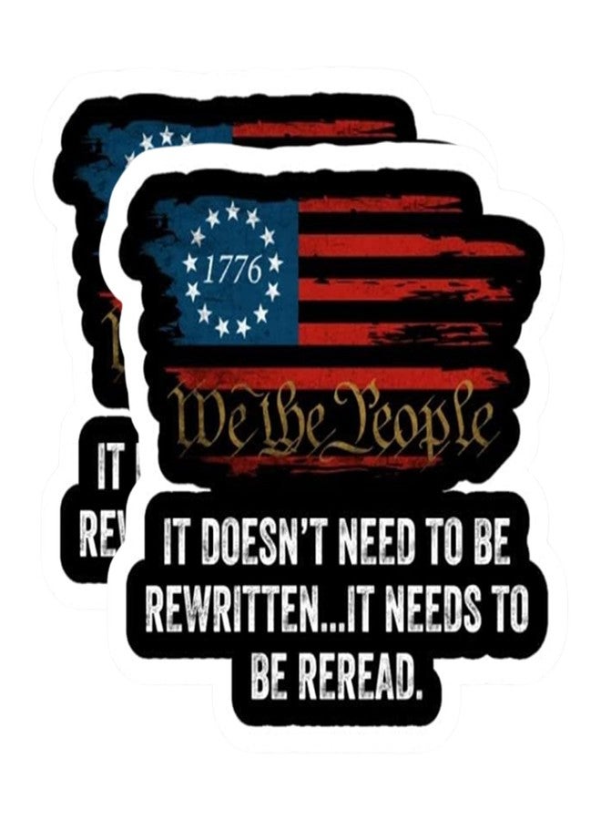 eDesign 2-Pack We The People American Flag Vinyl Sticker Decal - 4 Inches - United States Patriotic Car Decals for Truck SUV Van Window Bumper Wall Laptop Tablet Waterbottle and Any Smooth Surface - Image 1