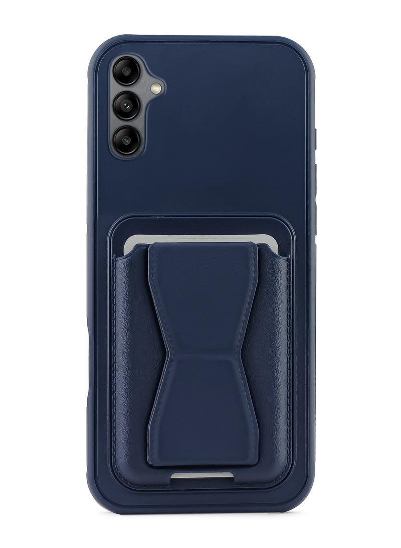 Leather back cover with card wallet Foldable Shockpoof Case compatible with Samsung Galaxy A56/A36 (Blue)  - Image 1