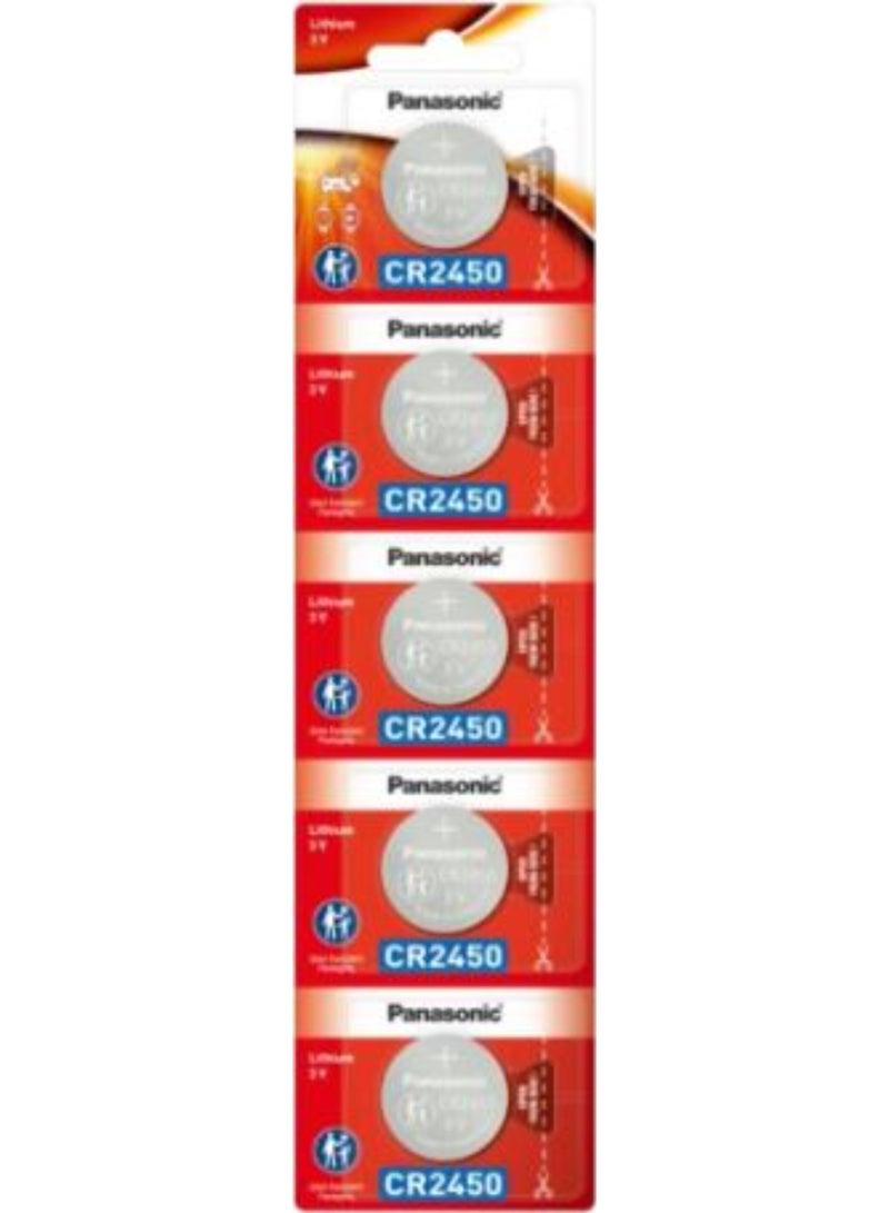 5-Pieces Panasonic CR2450 Lithium 3V Indonesia Batteries