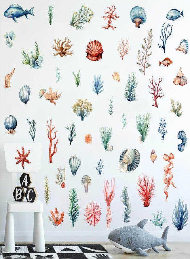 WOYINIS Watercolor Ocean Plants Wall Stickers Under The Sea Seaweed Wall Decal DIY Nautical Wall Decor Art for Kids Bedroom Bathroom Classroom Baby Nursery - Image 1