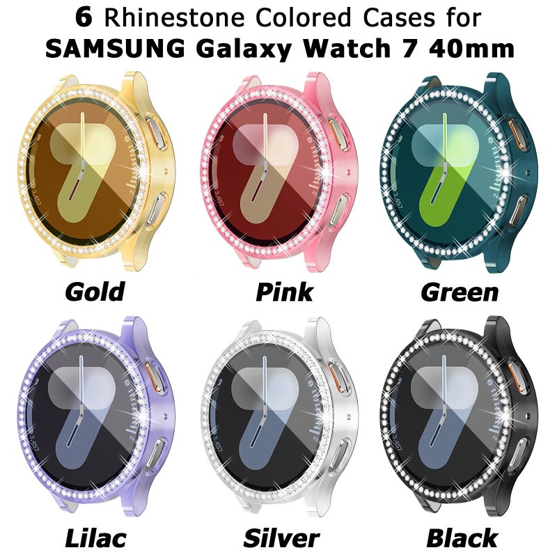 RICHONE [6 Pack] Bling Screen Protector for Samsung Galaxy Watch 7 40mm, Sparkly Rhinestones Soft Bumper Cases Galaxy Smart Watch7 Covers Accessories for Women Men (SM-L300, Samsung Watch 7 40mm) - Image 5
